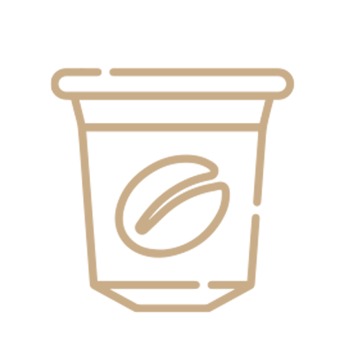 icono de capsula de café en color dorado